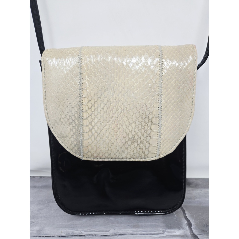 Vintage Morgan‎ Taylor White Black Snakeskin Leather Bag Embellishment